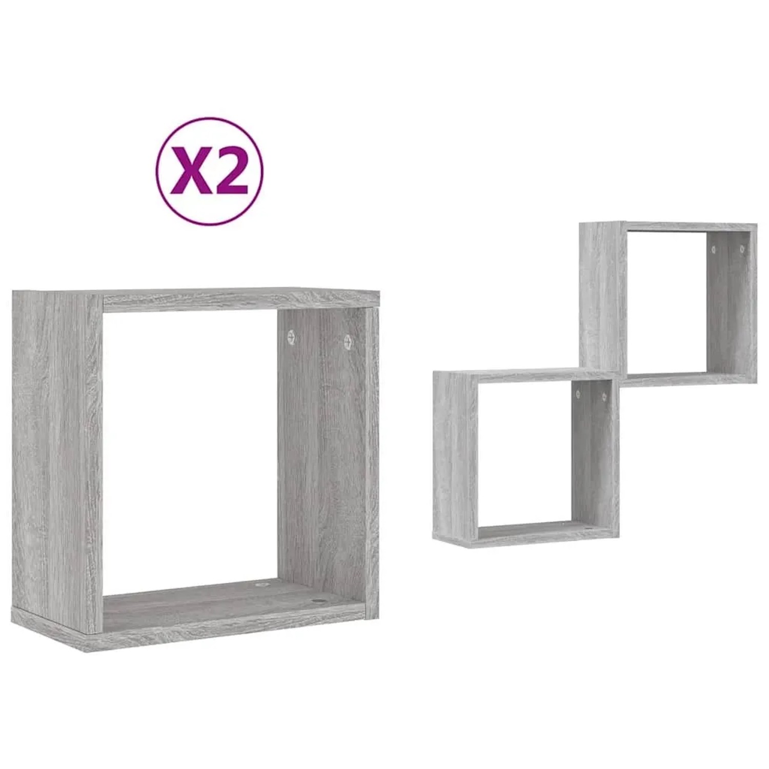 vidaXL Würfelregale 2 Stk Grau Sonoma 30x15x30 cm 815882