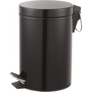 Schwarzer CMI Treteimer, 3 l, aus Edelstahl für Bad & WC.