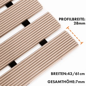 Detailaufnahme: Beige KARAT Fußmatte mit Drainage, 43x100 cm, antibakteriell und rutschfest.