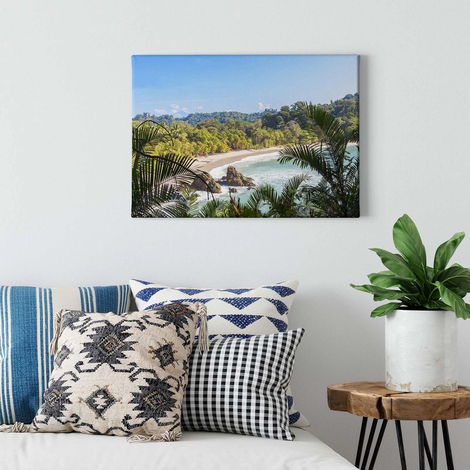 Bricoflor Leinwand Bild Mit Sandstrand Und Palmen Landschaft Wandbild Mit Strand Und Meer Für Badezimmer Und Schlafzimme