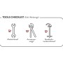 Checkliste: Maulschlüssel, Armaturenzange und Standhahnmutter-Schlüssel für Küchenarmatur Installation.