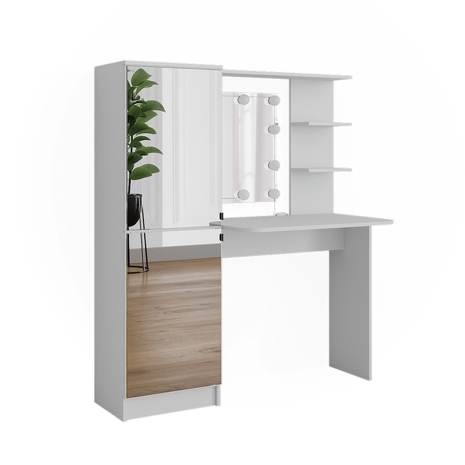 Vicco Frisierkommode  Jasmin Weiß 123 x 141.2 cm mit LED-Beleuchtung günstig online kaufen
