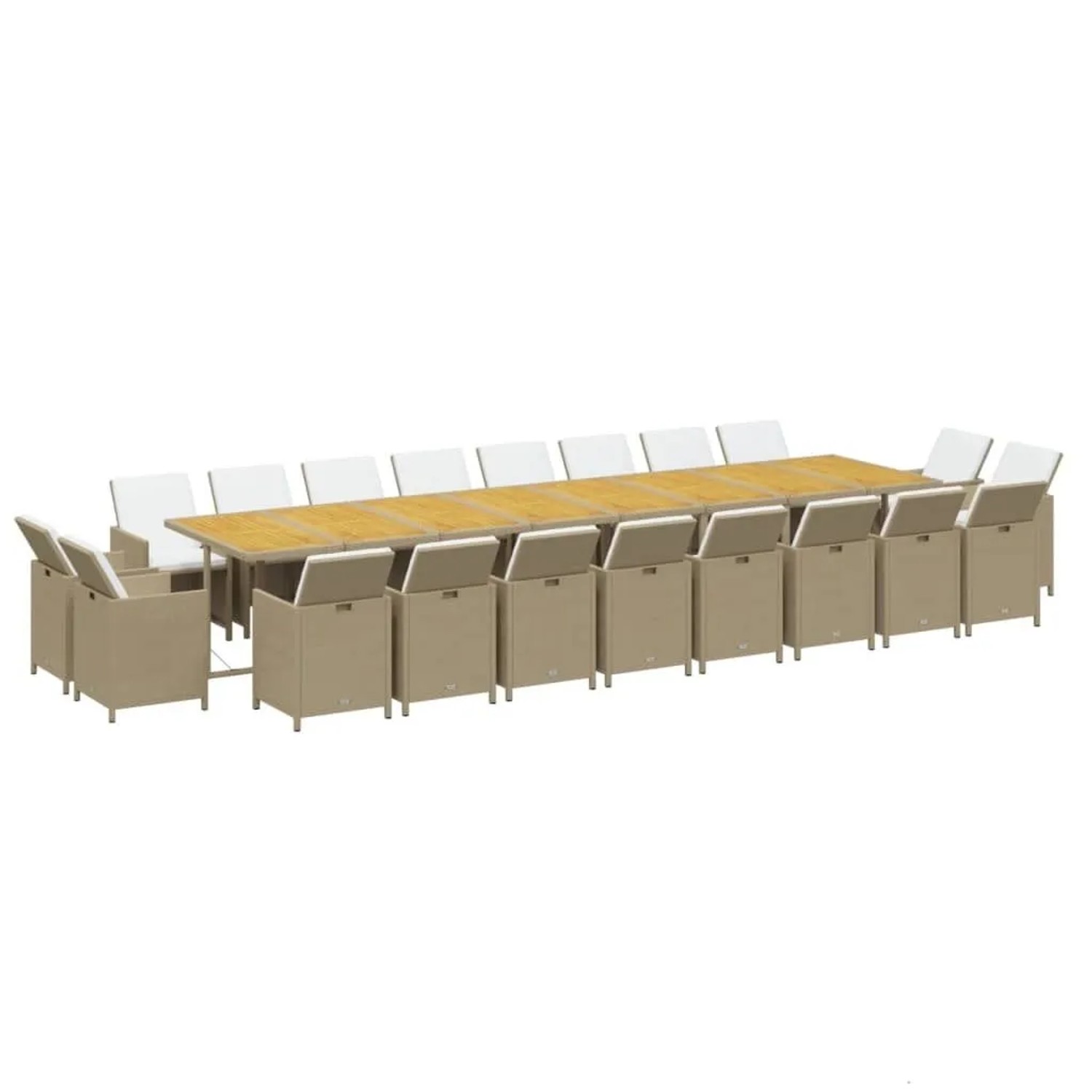 vidaXL 21-Tlg Garten-Essgruppe mit Kissen Poly Rattan Beige 3095690