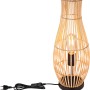 Globo Tischlampe Laglio aus Bambus und Hanf, naturfarben, mit schwarzem Metallsockel.