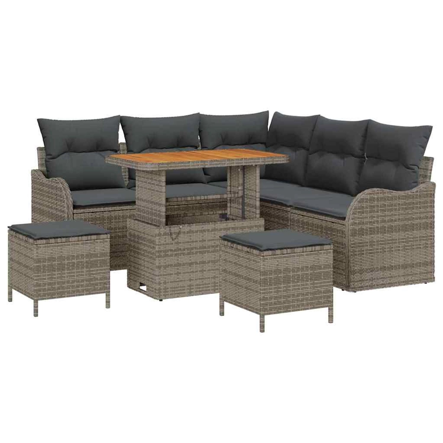 vidaXL Garten-Sofa-Set 8-Tlg Grau Poly Rattan 3362268 günstig online kaufen