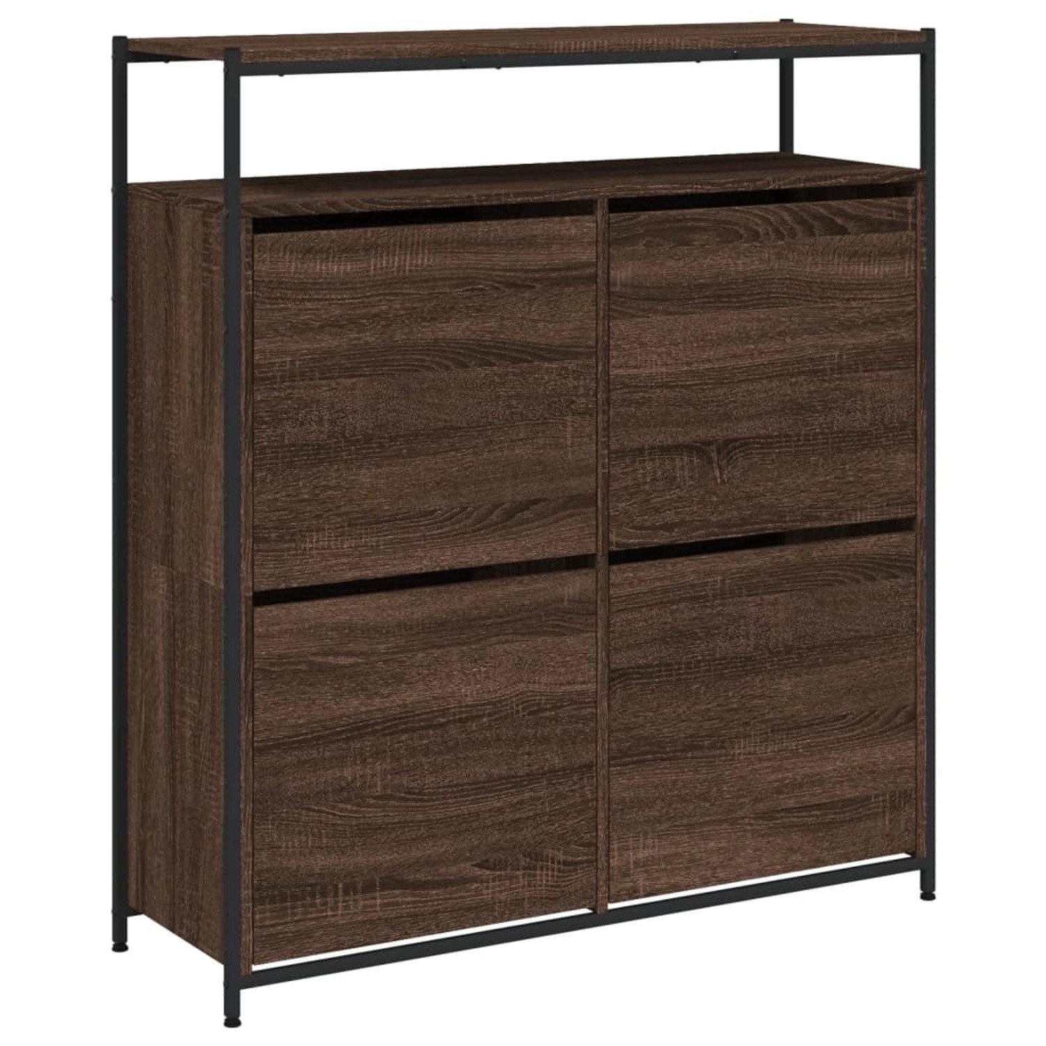 vidaXL Schuhschrank mit 4 Klappen Braun Eiche-Optik 100x34x112 cm 3214417 günstig online kaufen