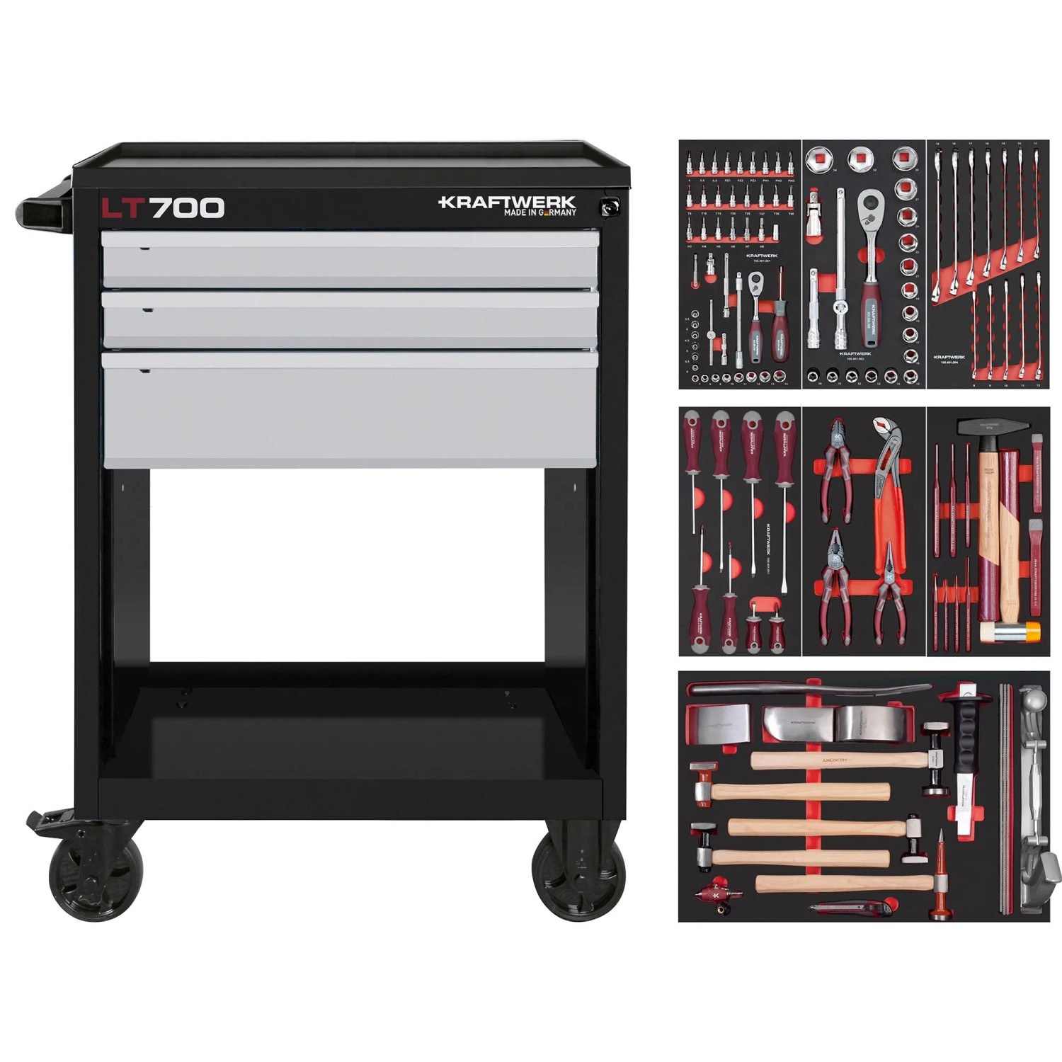 Kraftwerk Werkstattwagen LT700 121-tlg. Schwarz-Silber