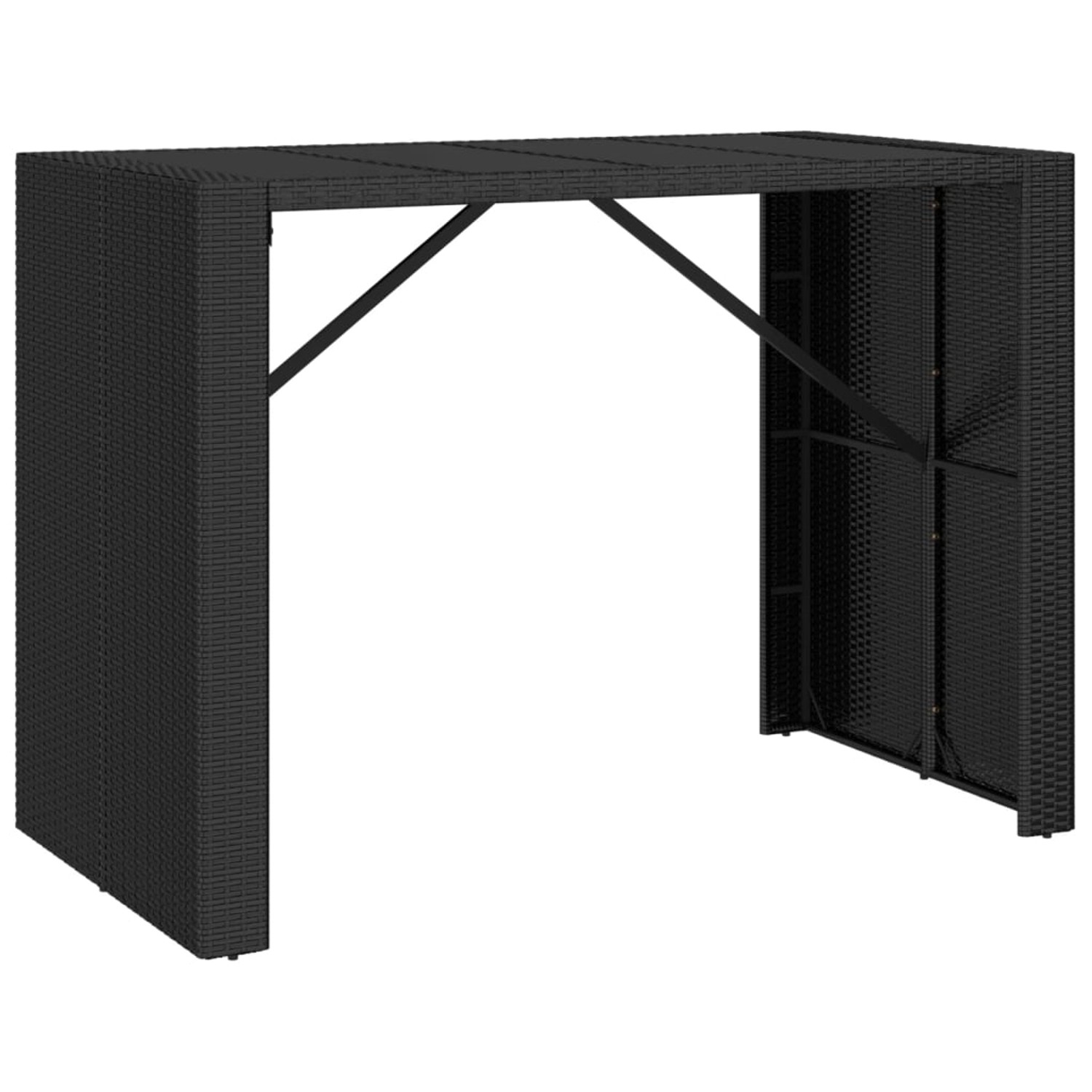 vidaXL Bartisch mit Glasplatte Schwarz 145x80x110 cm Poly Rattan 362597 günstig online kaufen