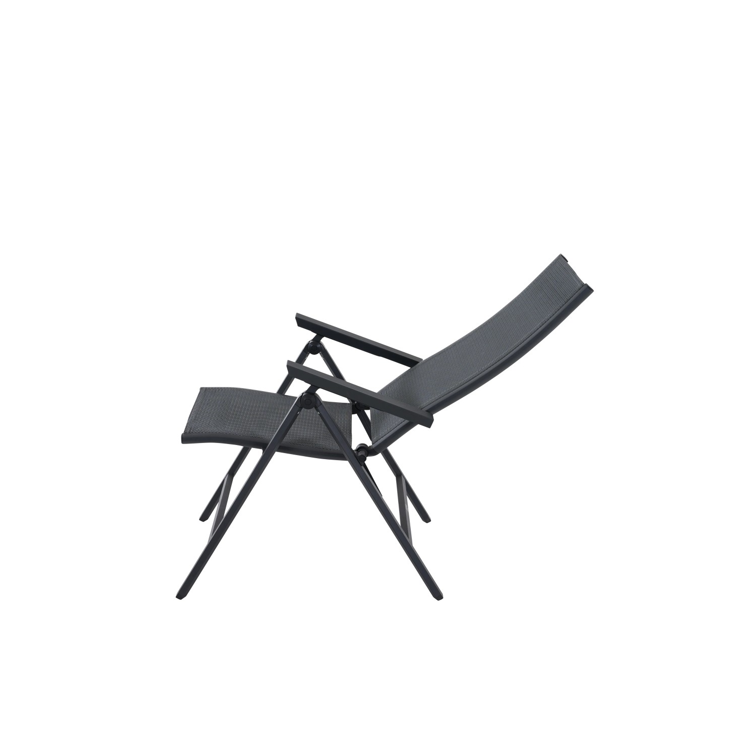 Siena Garden Klappsessel Tauro, anthrazitfarbener Gartenstuhl mit Armlehnen, platzsparend klappbar.