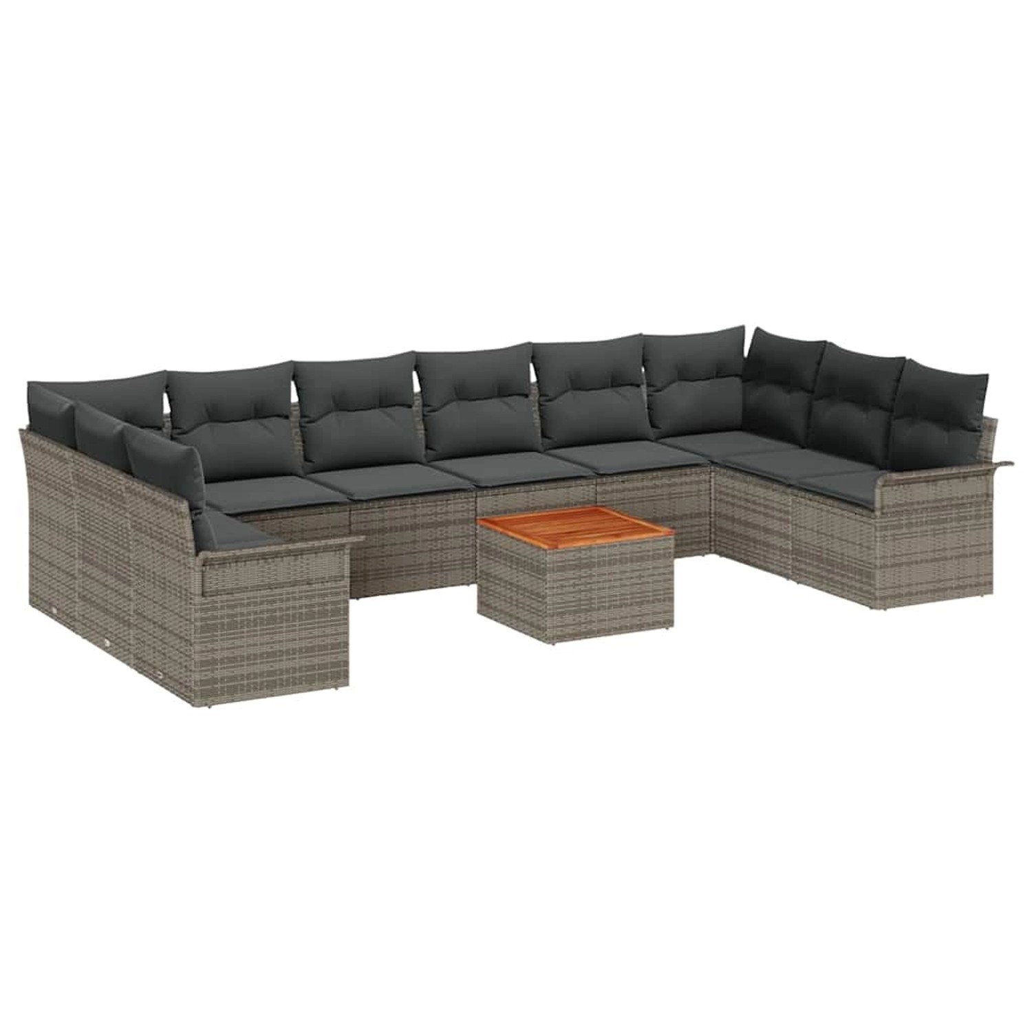 vidaXL 11-Teiliges Garten-Sofa-Set mit Kissen Grau Poly Rattan Akazie 33473 günstig online kaufen
