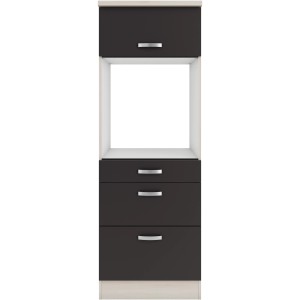 OPTIFIT Faro220 Geräteumbauschrank, 60 cm, Anthrazit mit Backofenfach, Schubladen und Klappe.