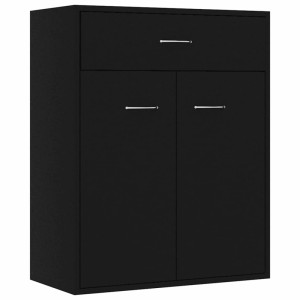 Schwarzes vidaXL Sideboard (60x30x75 cm) aus Holzwerkstoff mit Schublade und 2 Türen.