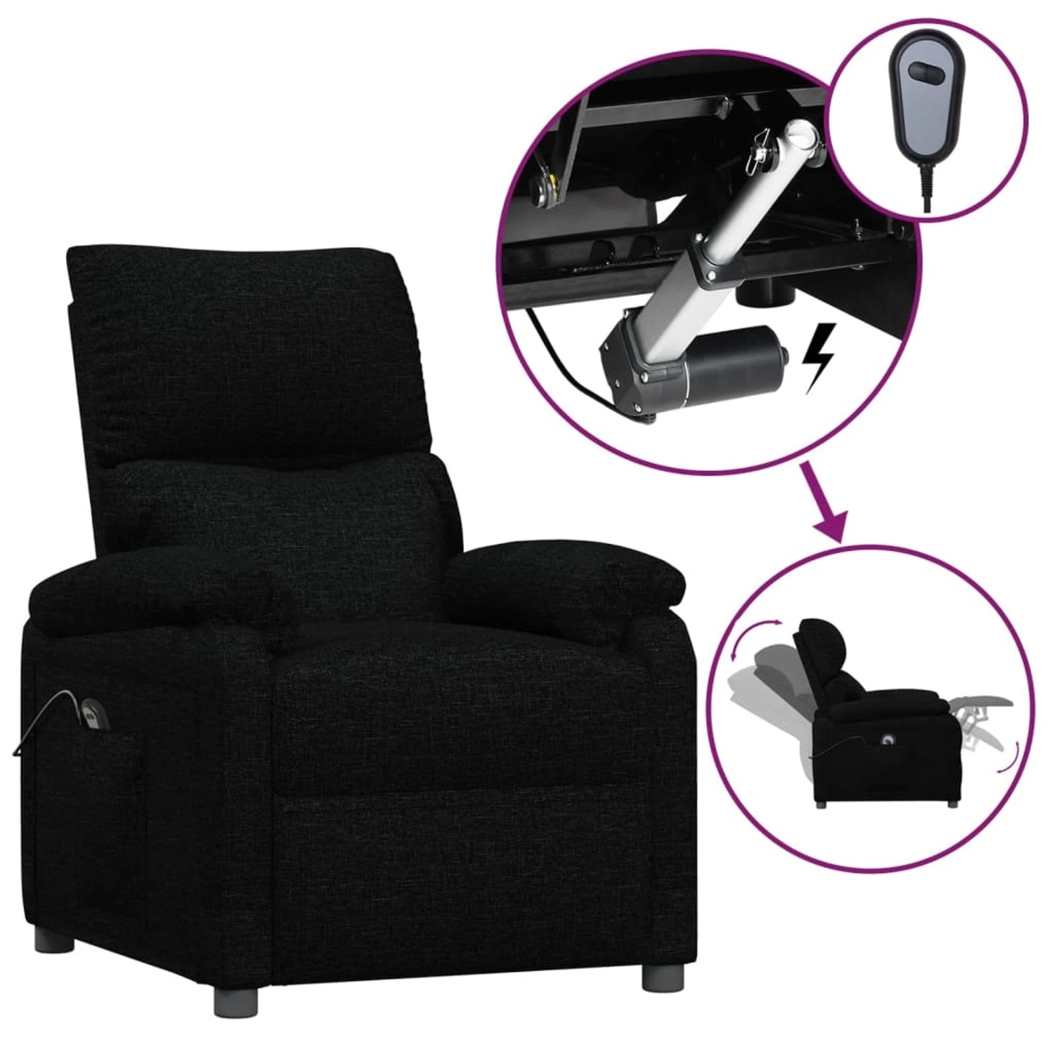 vidaXL Relaxsessel Elektrisch Schwarz Stoff 3098427 günstig online kaufen