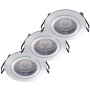 3er Set flache, dimmbare LED Einbaustrahler Lyon in Aluminium, warmweißes Licht.