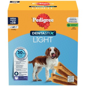 Pedigree Dentastix Light Medium, 28 Stück. Ergänzungsfutter für Hunde zur Zahnpflege.