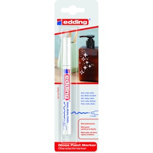 Edding Glanzlackmarker 751 Weiß, Stift zum Malen und Dekorieren auf Glas, Metall und Kunststoff.