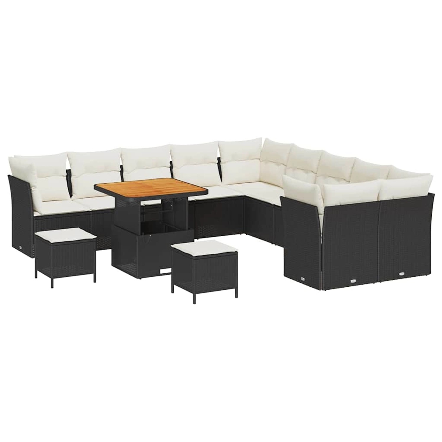 vidaXL Garten-Sofa-Set 13-Tlg Schwarz Poly Rattan 3361540 günstig online kaufen