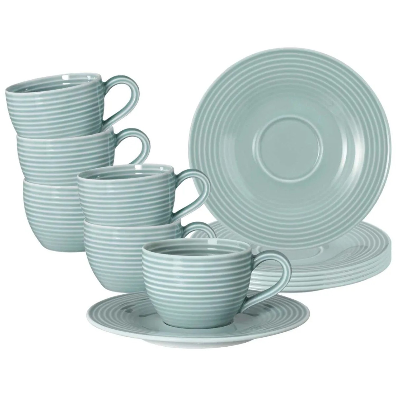 Seltmann Weiden Beat Color Glaze Espressotassen mit Untertassen 6er Set Arktisblau
