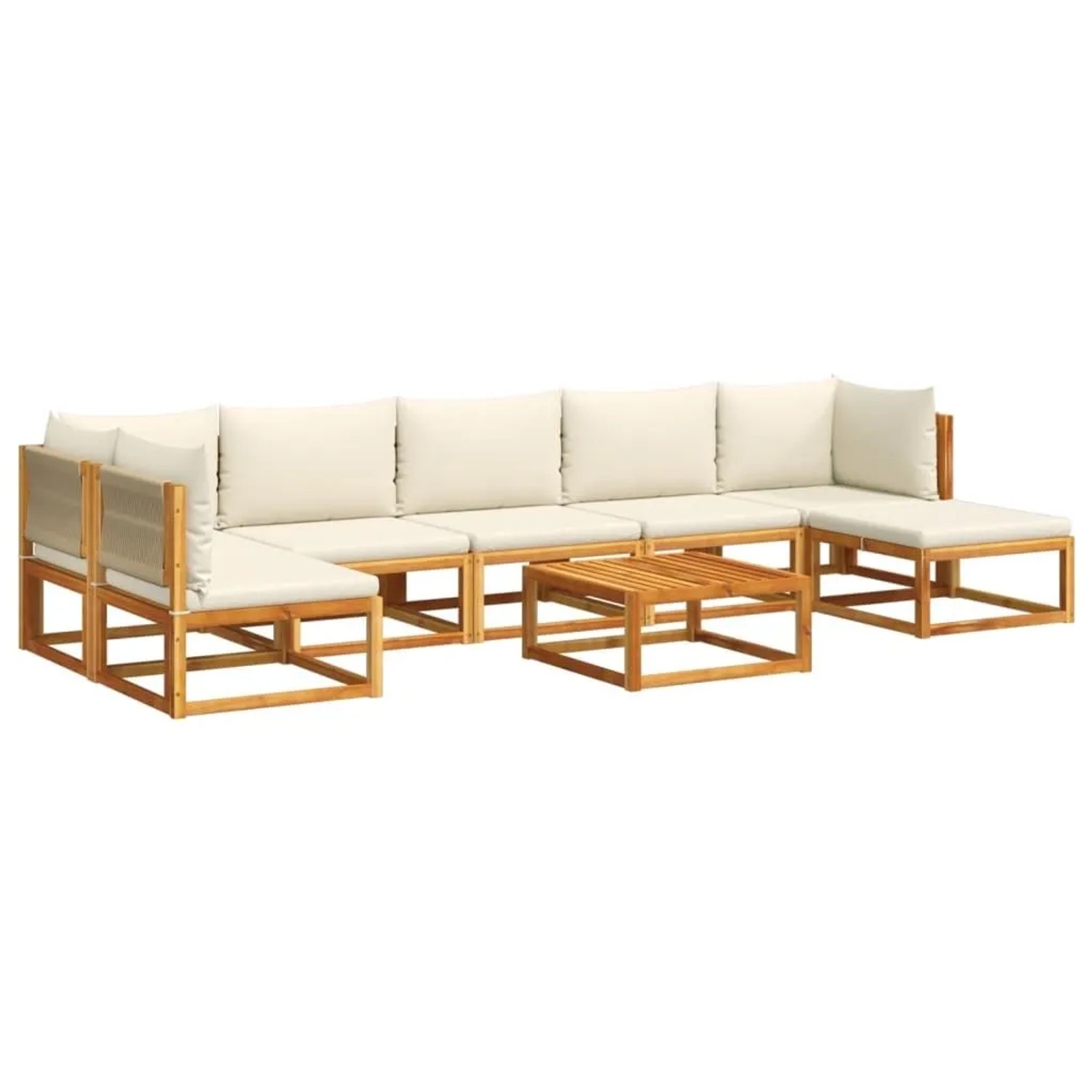 vidaXL 8-Tlg Gartensofa-Set mit Kissen Holz Akazie & Seil 3278868