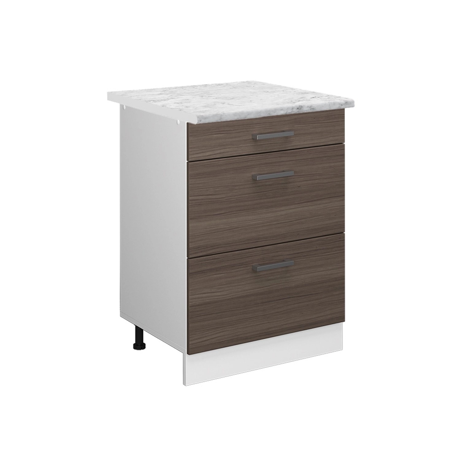 Vicco Küchenunterschrank R-Line Grau/Weiß 60 cm mit Schubladen AP Marmor