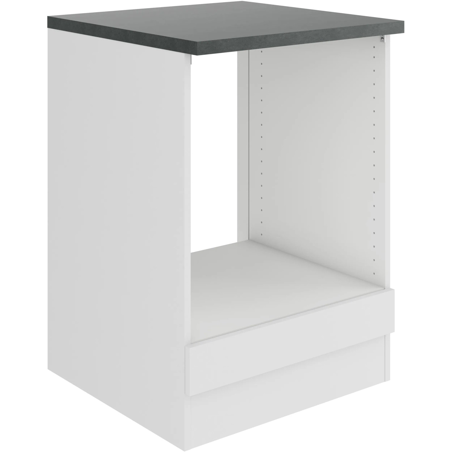 OPTIFIT Oslo214 Herdumbau in Weiß mit anthrazitfarbener Arbeitsplatte, 60 cm breit.