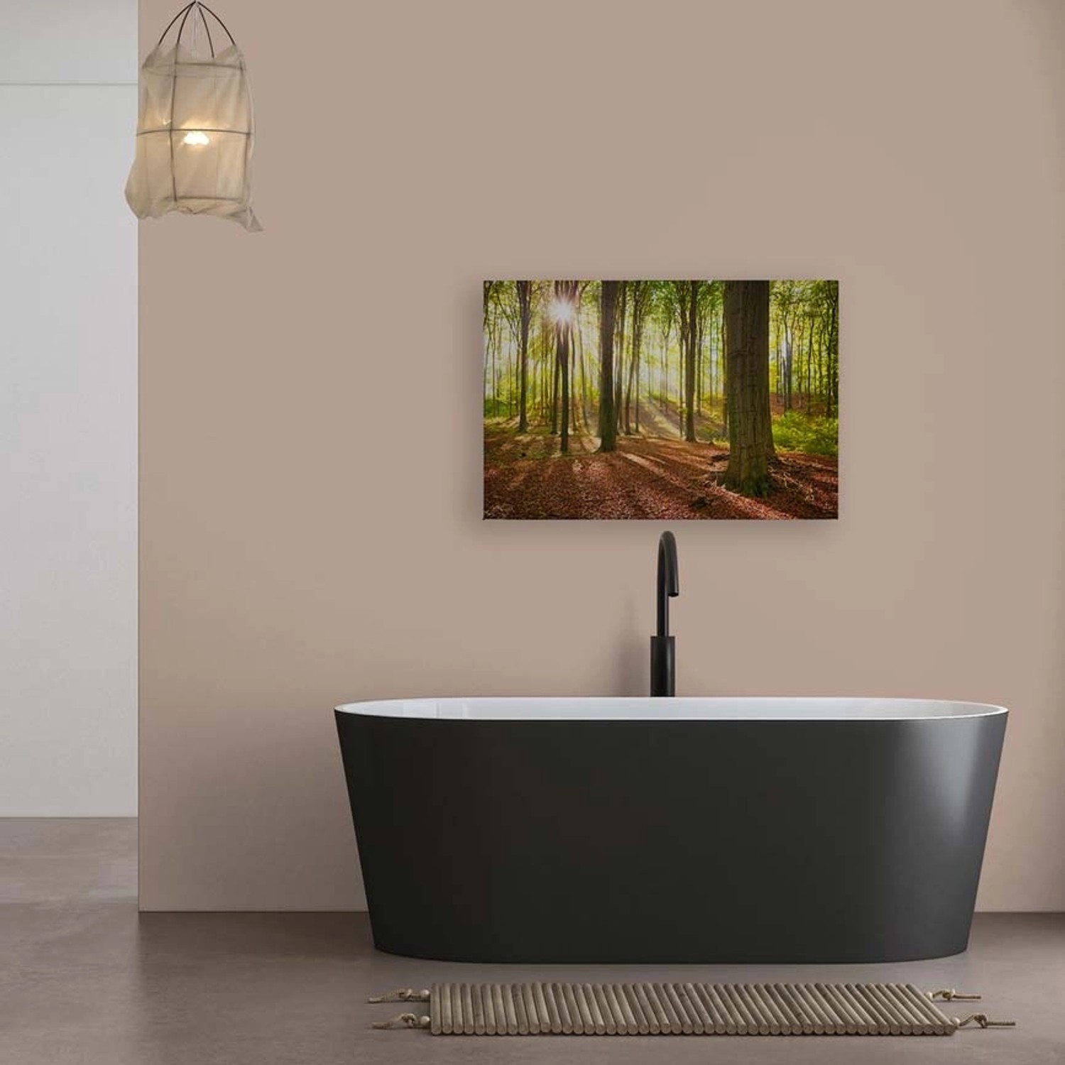 Bricoflor Wald Bild Auf Leinwand In 120 X 80 Cm Herbstwald Leinwandbild In Grün Mit Sonne Ideal Für Schlafzimmer Und Bür