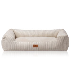 Beiges Knuffelwuff Hundebett Olivia Cord XXL, 120x85cm. Gemütliches Hundekörbchen aus Cordstoff.