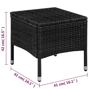 Schwarzer vidaXL Bistrotisch aus Polyrattan, Teil des 3-tlg. Gartenmöbel-Sets.