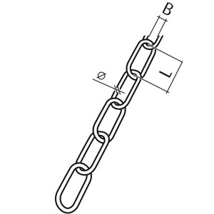 Zeichnung einer Ringkette aus Stahl, Ø 2 mm, Länge 16 mm, vernickelt.