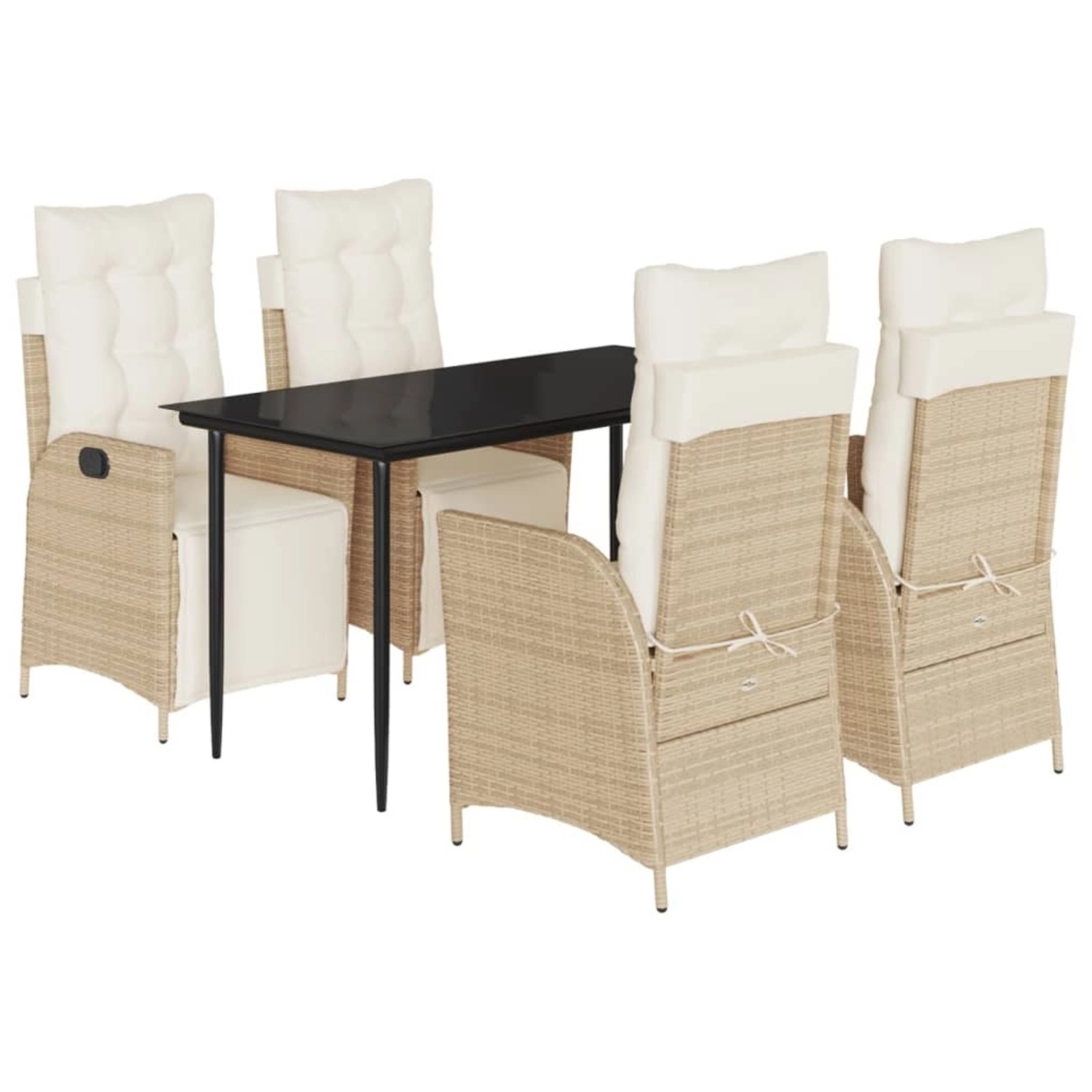 vidaXL 5-Tlg Garten-Essgruppe mit Kissen Beige Poly Rattan 3213436 günstig online kaufen