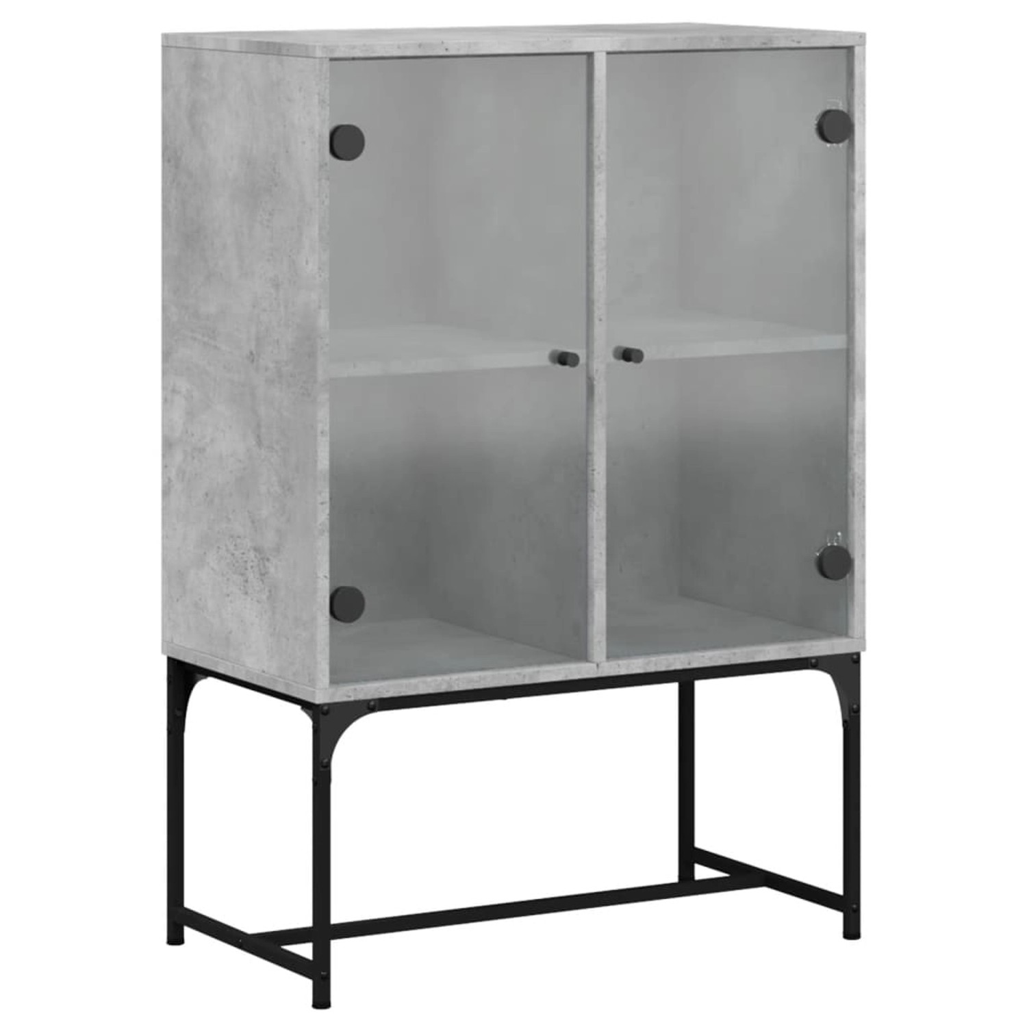 vidaXL Beistellschrank mit Glastüren Betongrau 69x37x100 cm 836549