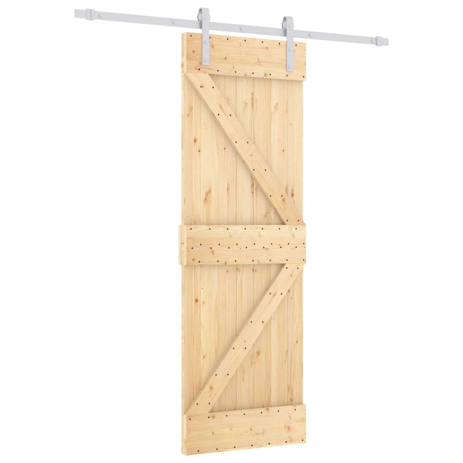 vidaXL Schiebetür Natur und Weiß 70 x 210 cm Massivkiefer 3444929