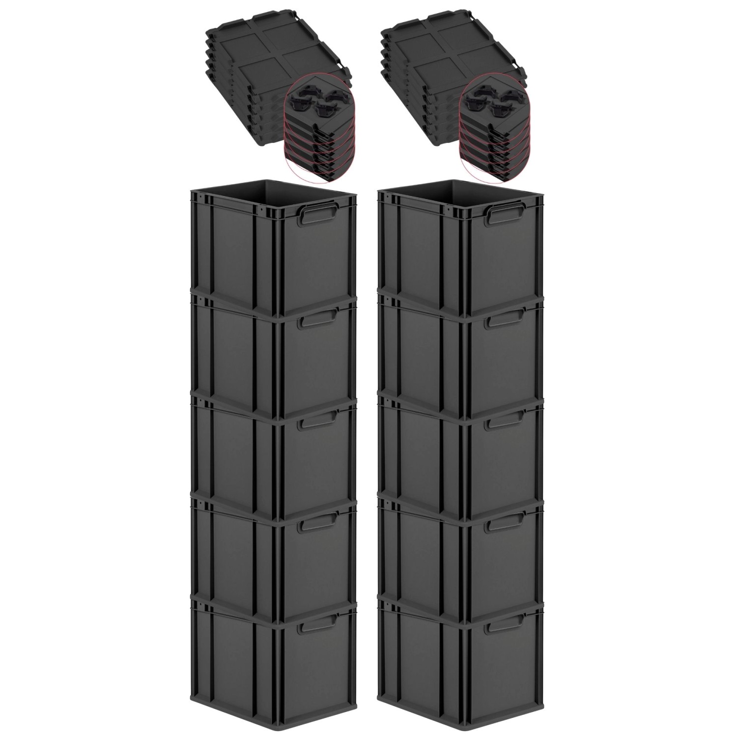 PROREGAL SparSet 10x Eurobox Nextgen Grip Mit Auflagedeckel Und Schwarzen V günstig online kaufen