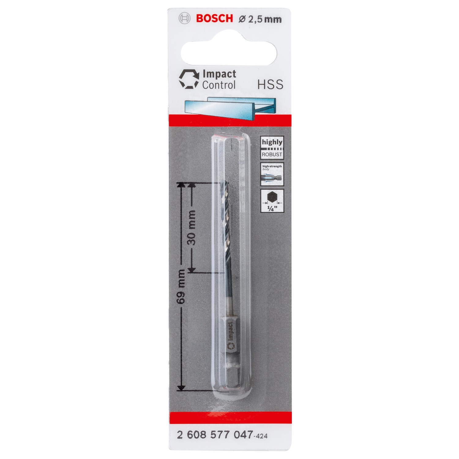 Bosch HSS-Spiralbohrer Impact Control 2,5 mm x 30 mm x 69 mm günstig online kaufen