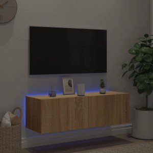 VidaXL TV-Wandschrank Sonoma-Eiche mit LED-Beleuchtung, schwebend montiert.