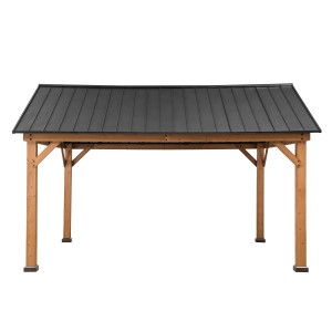 Sunjoy Gazebo Rebra Zedernholz mit anthrazitfarbenem Stahldach, stabile Terrassenüberdachung.