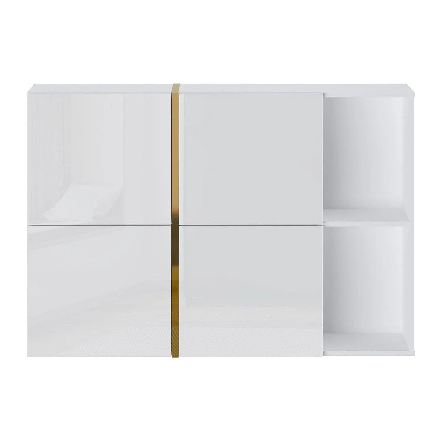 Vente-unique Schuhschrank Marzialo Weiß  Goldfarben 125.1 cm