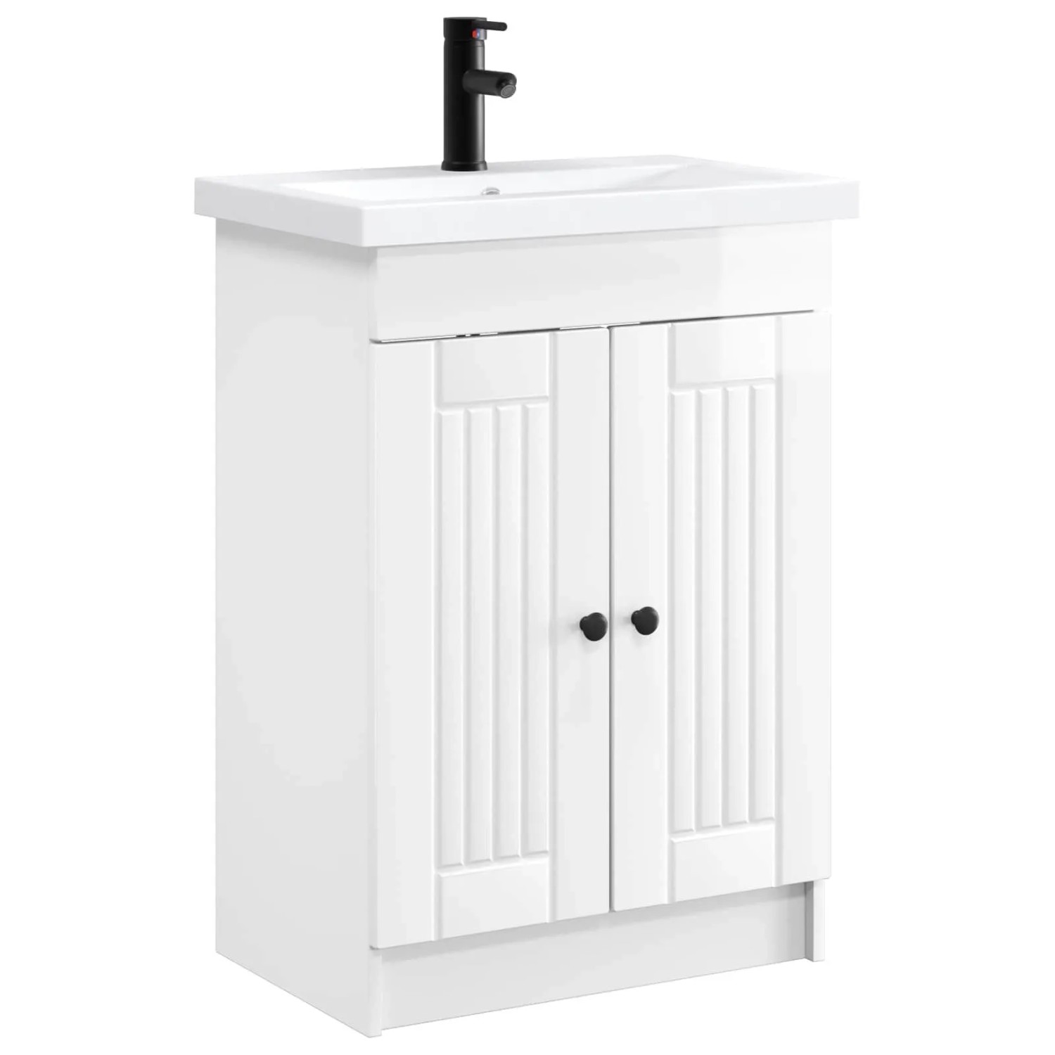 vidaXL Badezimmermöbel-Set Hochglanz Weiß 78,5 x 37,5 x 81 cm 3404198