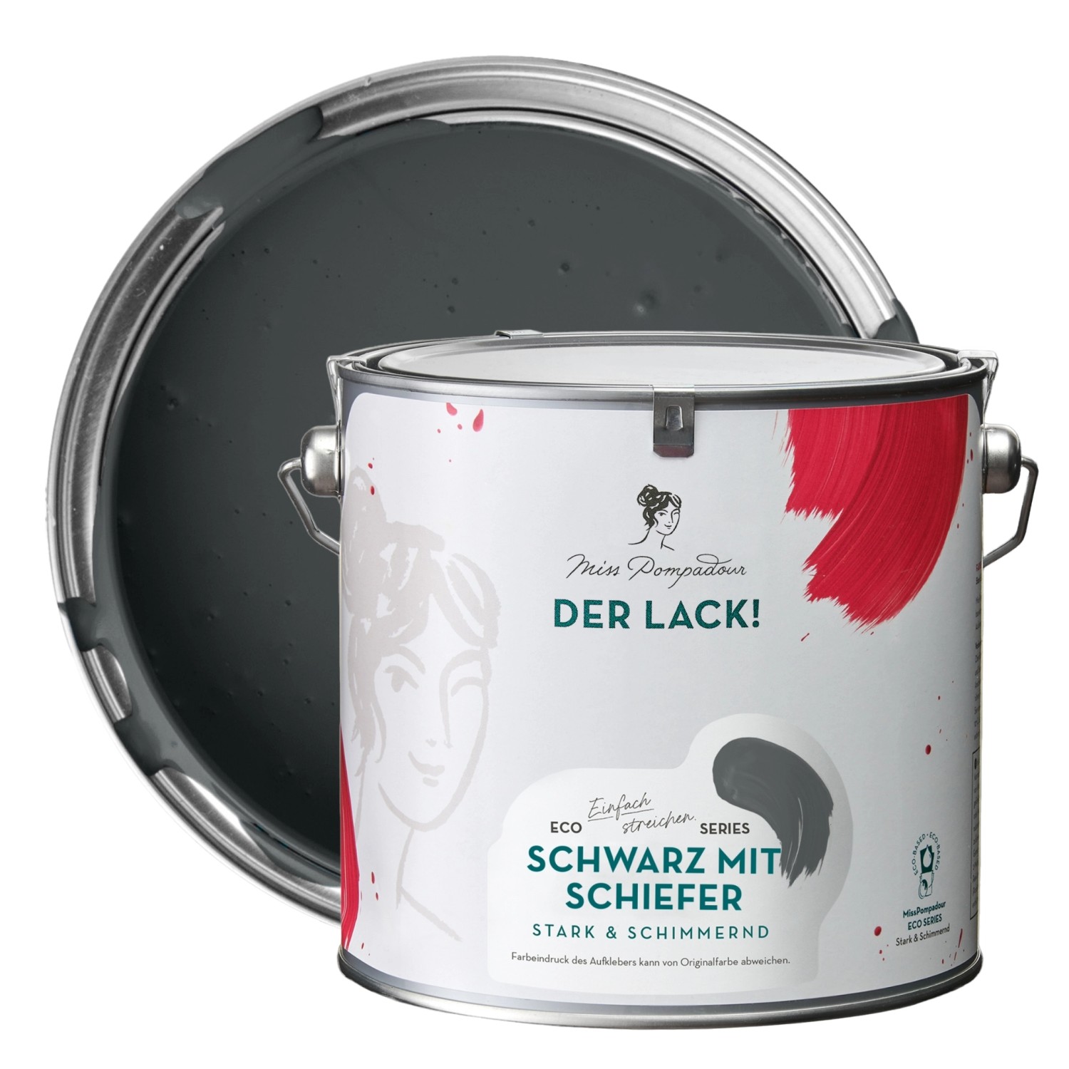 Thumbnail - MissPompadour Holzfarbe Schwarz mit Schiefer 2,5L Seidenmatte Möbelfarbe Innen & Außen