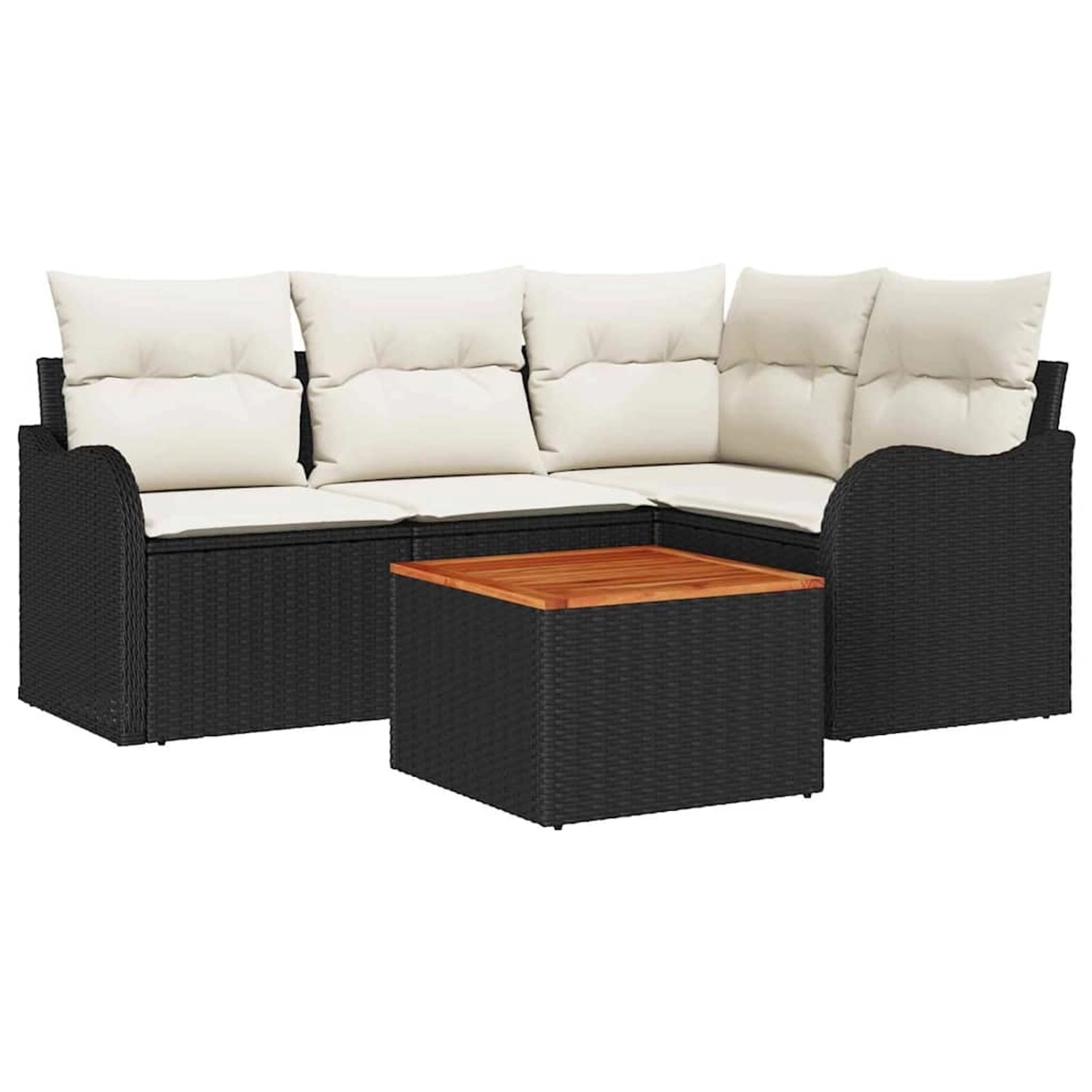 vidaXL Garten-Sofa-Set 5-Tlg Schwarz Poly Rattan 3347446 günstig online kaufen