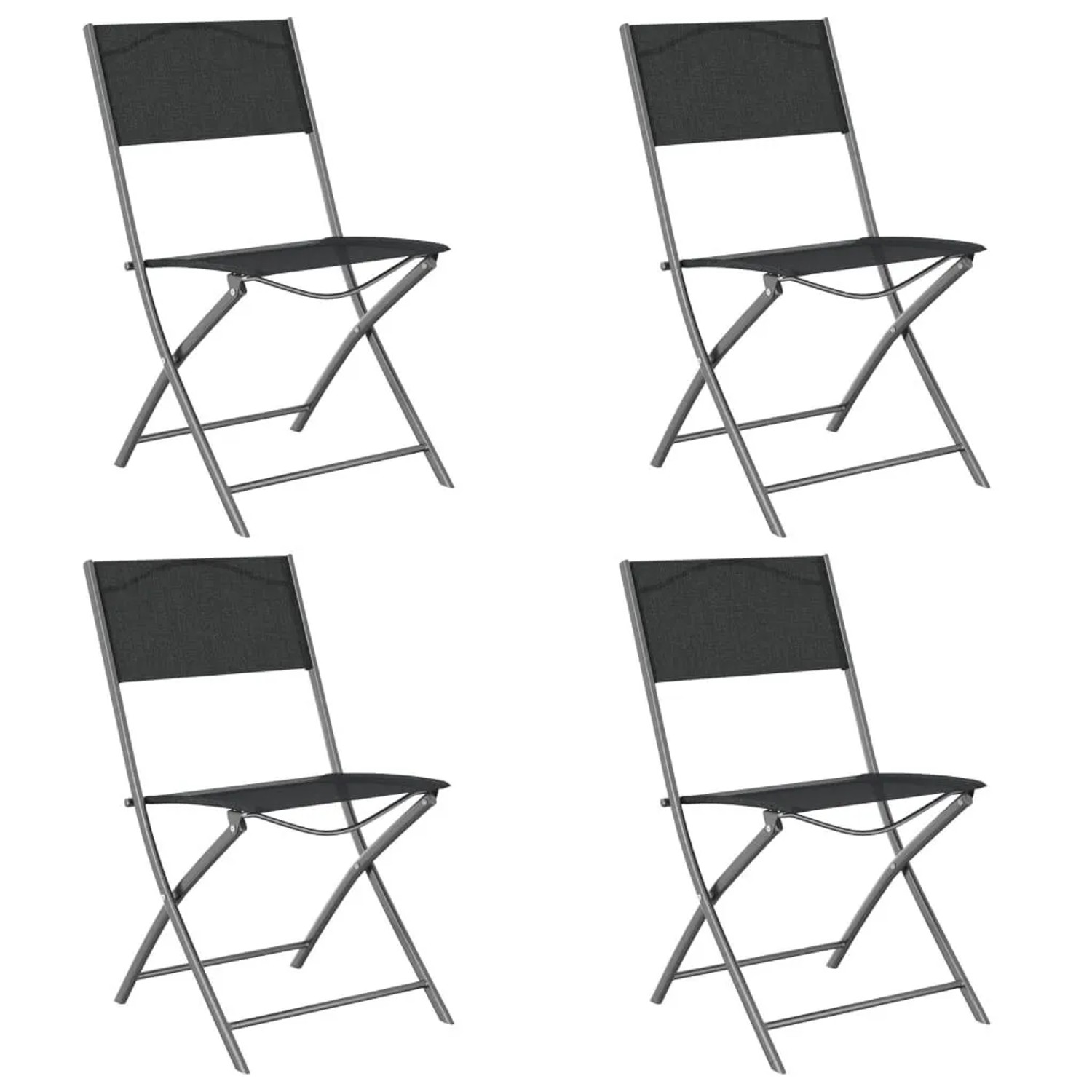 Furnicato Klappbare Gartenstühle 4 Stk Schwarz Stahl Und Textilene