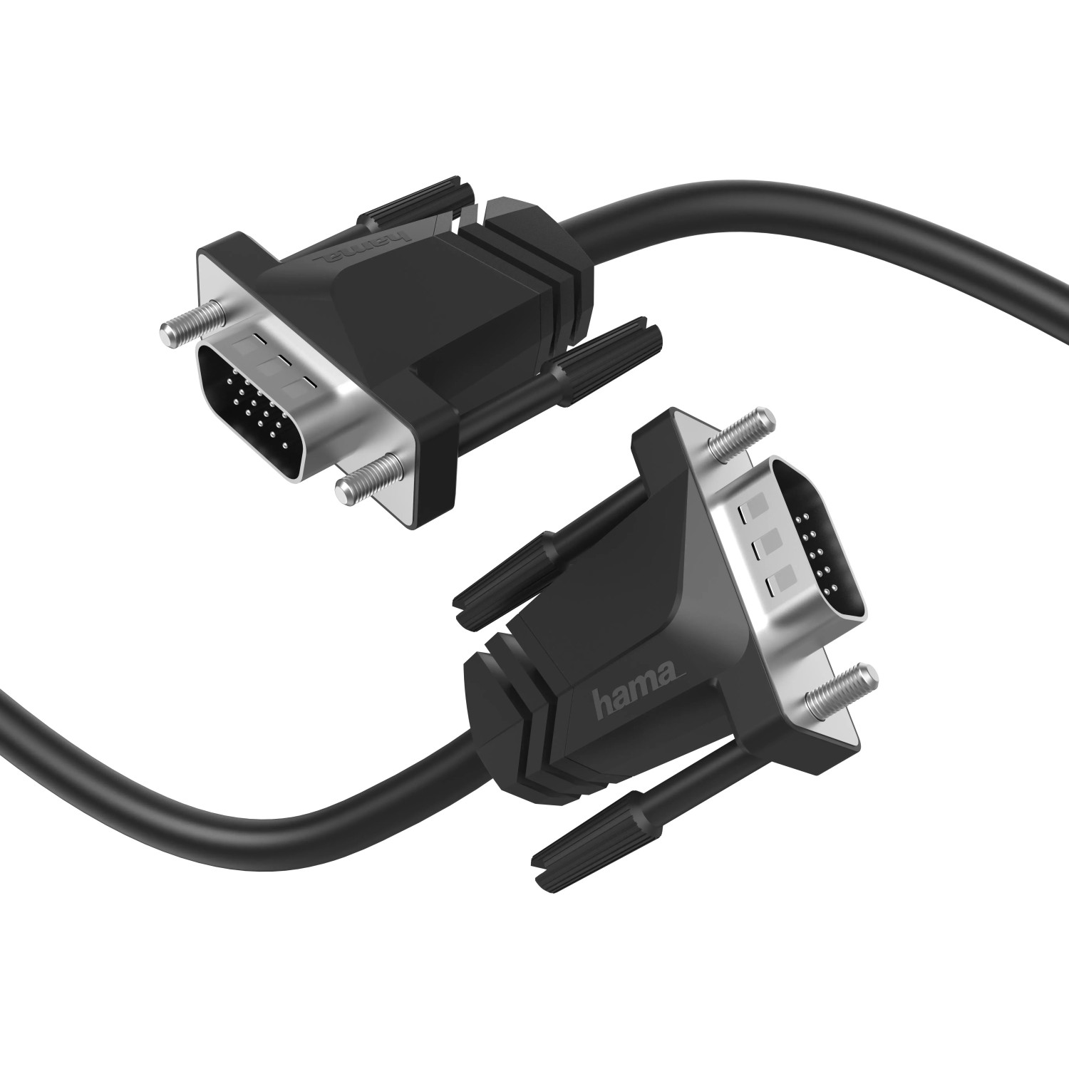Schwarzes Hama VGA-Kabel (1,5 m) für Full-HD-Verbindungen zu PC, Monitor oder Beamer.
