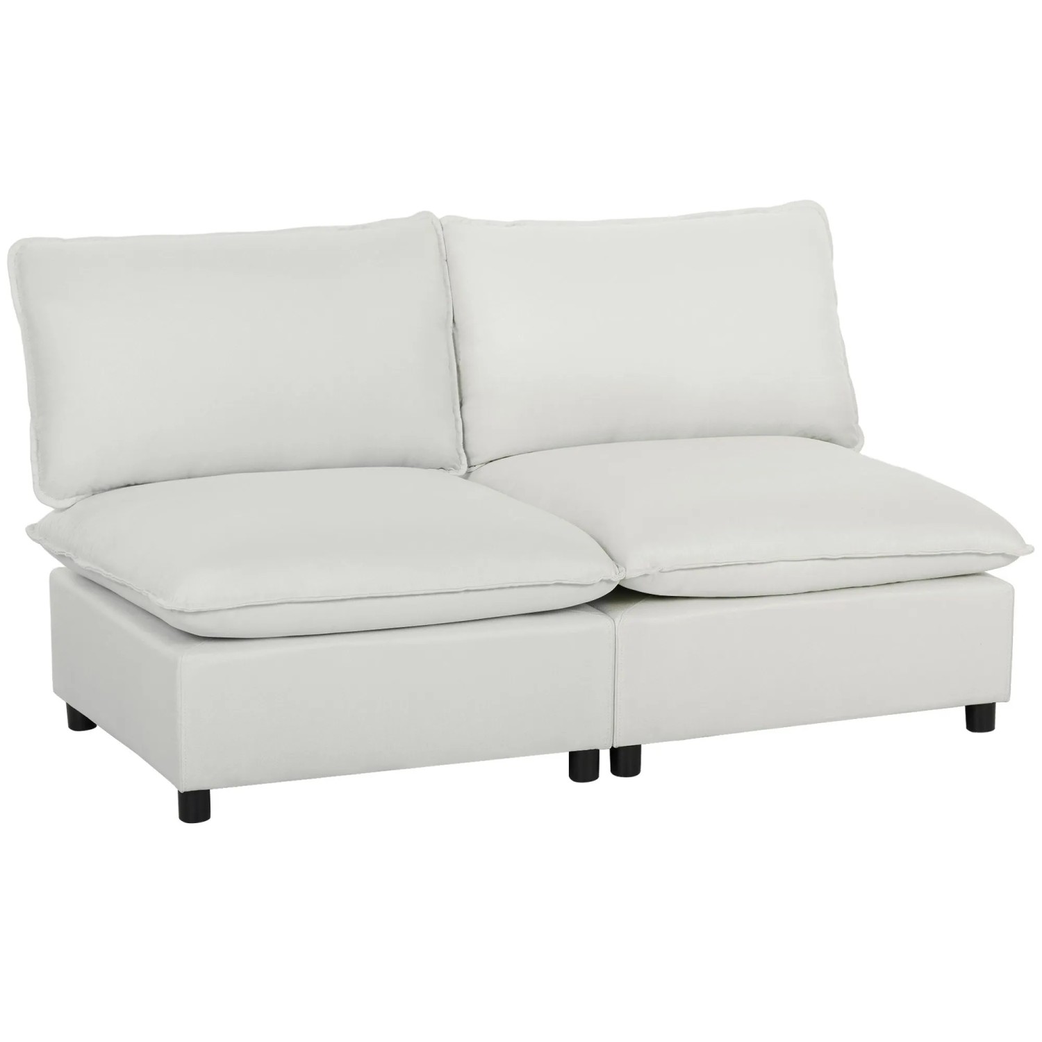 HOMCOM 2-Sitzer-Sofa Kunstleder Schaumstoff 146L x 85B x 78H cm Grau