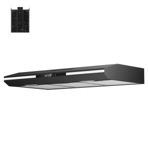 CIARRA Einbau-Dunstabzugshaube 90cm, schwarz, mit LED-Beleuchtung und Kohlefilter.