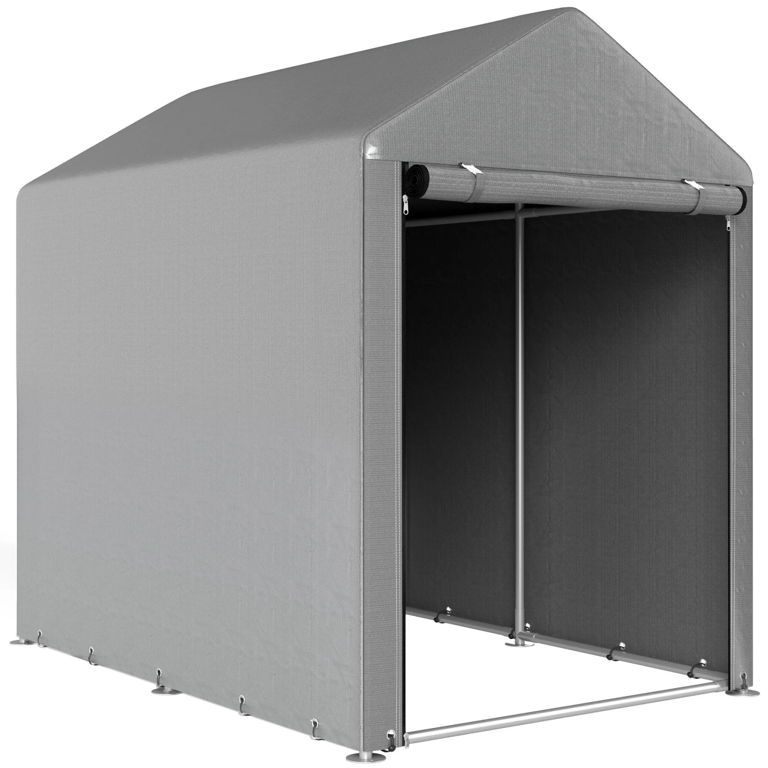Outsunny Garagenzelt Verzinkter Metall PE-Gewebe 120L x 179B x 165H cm Hellgrau
