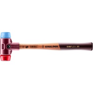 Halder Simplex Schonhammer Ø 30 mm TPE-soft Blau   Plastik Rot mit Tempergussgehäuse