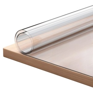 Transparente Björn&Schiller Tischschutzfolie (100x200 cm) aus PVC, 2 mm stark.