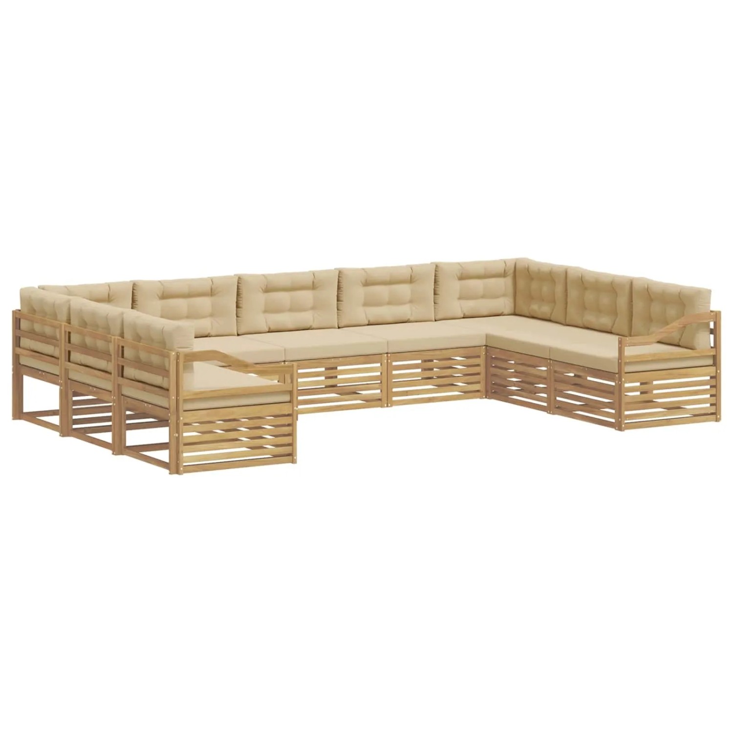 vidaXL Outdoor-Sofagarnitur 9 Stk Weiß und Beige 404 x 245,5 x 73 cm 3391173