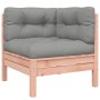 vidaXL Garten-Eckteil aus Douglasie mit grauen Kissen, Teil einer modularen Sofagarnitur.