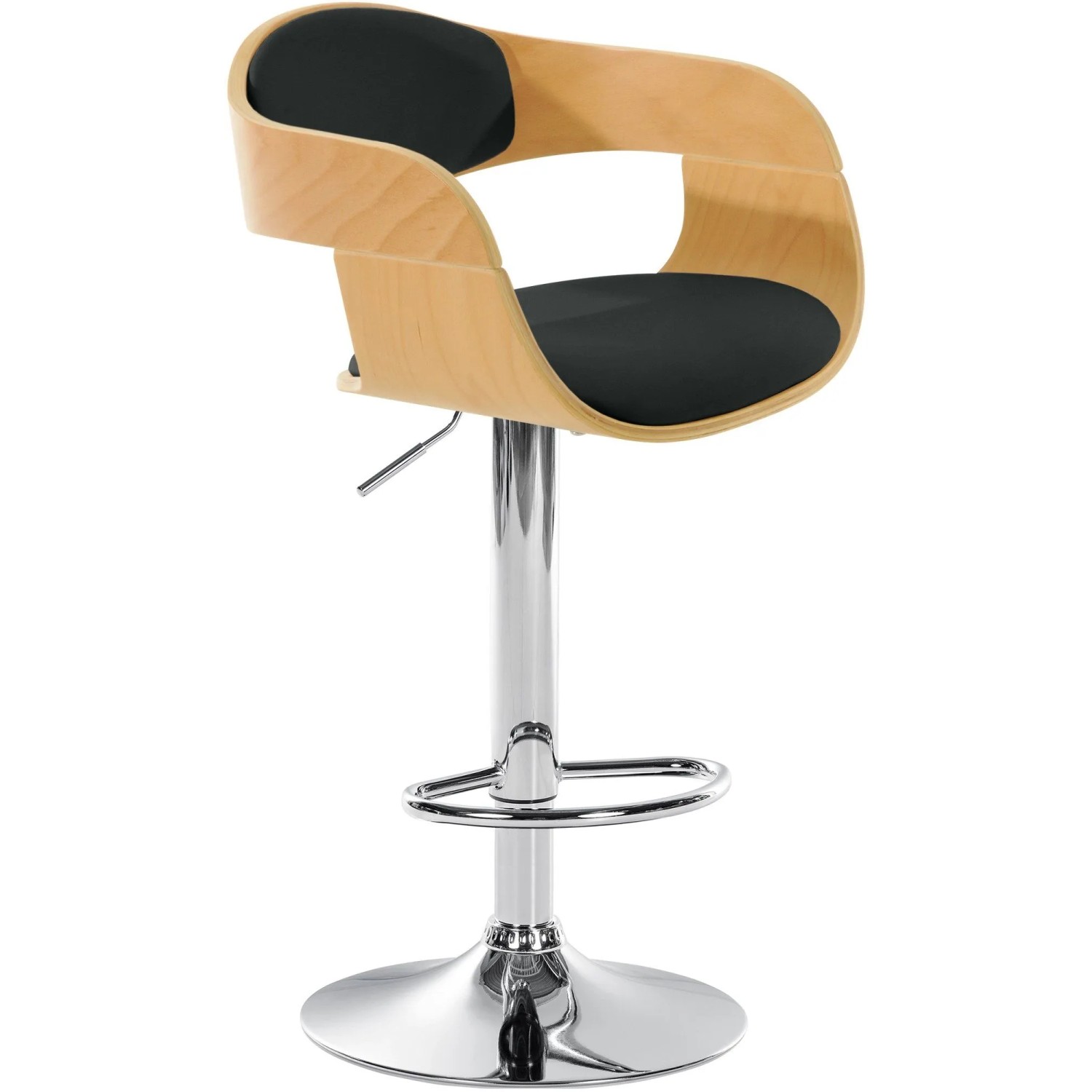 DELUKE Barhocker NADAN Kunstleder Natura/schwarz 50x48x88cm Barstuhl Höhenverstellbar Drehbar Tresenhocker Tresenstuhl